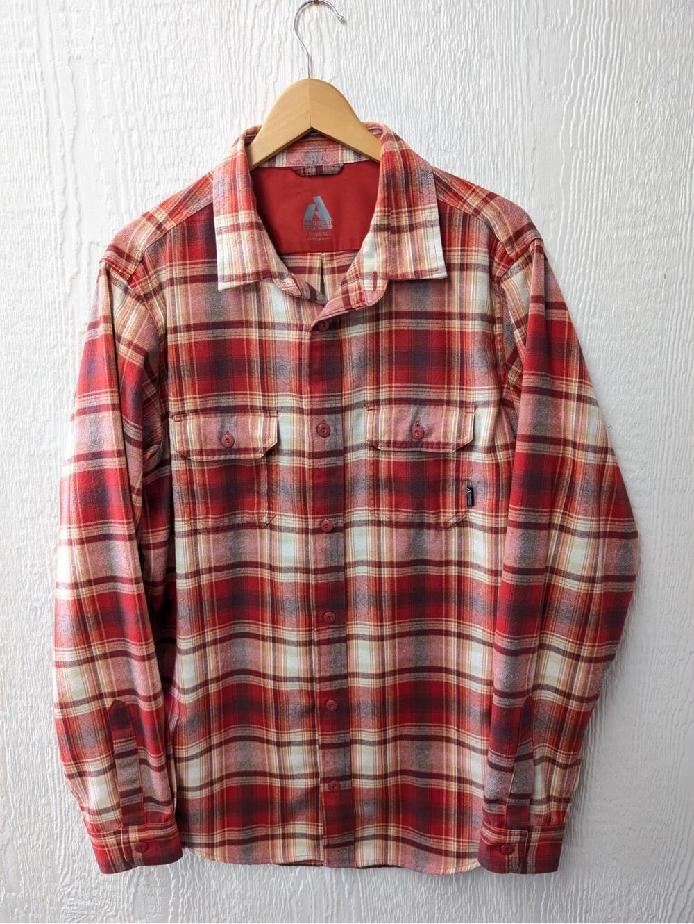 Eddie Bauer First Ascent Red Flannel Plaid Button Down Shirt Men's Tall Large